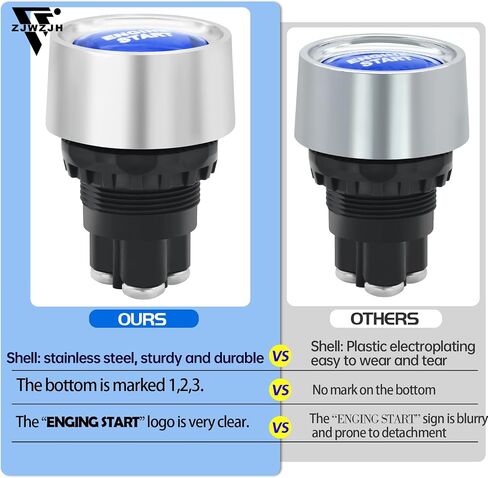 Engine Start Ignition Switch 12V DC 50Amp 3 Pin Spst On-Off Push Button Starter Switch Momentary Stainless Steel 12Volt Blue Led Light for Marine Vehicle Racing Car Truck in Saudi Arabia