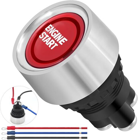 Engine Start Ignition Switch 12V DC 50Amp 3 Pin Spst On-Off Push Button Starter Switch Momentary Stainless Steel 12Volt Blue Led Light for Marine Vehicle Racing Car Truck in Kuwait