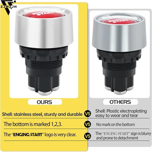 Engine Start Ignition Switch 12V DC 50Amp 3 Pin Spst On-Off Push Button Starter Switch Momentary Stainless Steel 12Volt Blue Led Light for Marine Vehicle Racing Car Truck in Kuwait