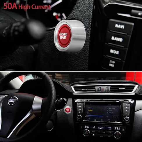 Engine Start Ignition Switch 12V DC 50Amp 3 Pin Spst On-Off Push Button Starter Switch Momentary Stainless Steel 12Volt Blue Led Light for Marine Vehicle Racing Car Truck in Kuwait