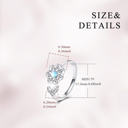 خاتم اللوتس زهرة اللوتس خاتم 925 فضة Moonstone اللوتس خواتم مفتوحة قابلة للتعديل مجوهرات اللوتس هدايا للفتيات والنساء in Kuwait