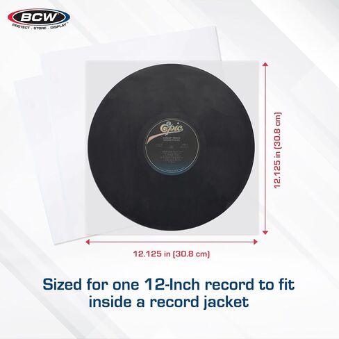 BCW Anti-Static Polypropylene 12-inch Record Inner Sleeves -100 ct | Vinyl LP Storage Protectors | Storage for 12" Vinyl | Protection for Record Collections | Inner Sleeves for Vinyl Records in Saudi Arabia