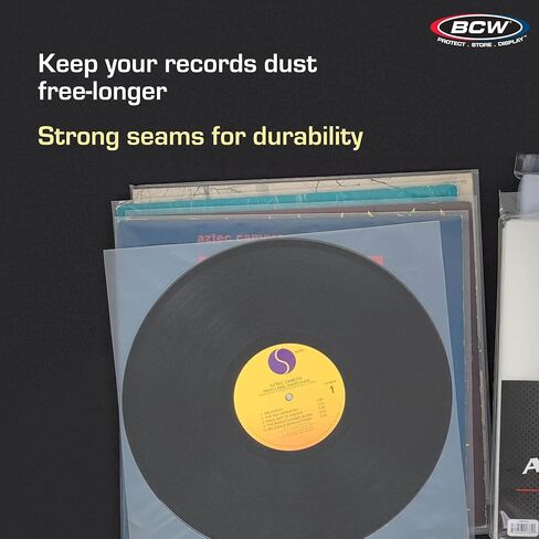 BCW Anti-Static Polypropylene 12-inch Record Inner Sleeves -100 ct | Vinyl LP Storage Protectors | Storage for 12" Vinyl | Protection for Record Collections | Inner Sleeves for Vinyl Records in Saudi Arabia