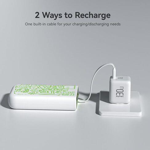 شاحن محمول بنمط جرافيتي مع كابل USB C مدمج، شاشة LED للشحن السريع بقدرة 20000 مللي أمبير في الساعة لبنك الطاقة، أساسيات السفر، حزمة بطارية متوافقة مع iPhone وSamsung وiPad وجميع الهواتف المحمولة in Kuwait
