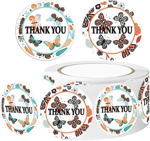 Floral Butterfly Thank You Stickers Small Business Butterfly Stickers Roll 1.5 Inch - Butterfly Decor Wedding Bridal Birthday Party Favors Shower Wedding Stickers 500 Pcs/Roll in Saudi Arabia