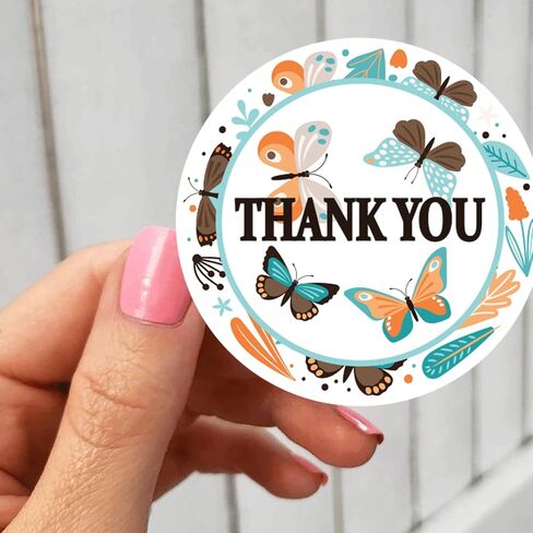 Floral Butterfly Thank You Stickers Small Business Butterfly Stickers Roll 1.5 Inch - Butterfly Decor Wedding Bridal Birthday Party Favors Shower Wedding Stickers 500 Pcs/Roll in Saudi Arabia