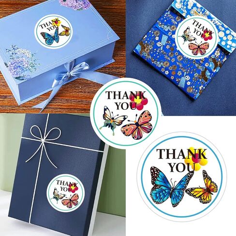 Floral Butterfly Thank You Stickers Small Business Butterfly Stickers Roll 1.5 Inch - Butterfly Decor Wedding Bridal Birthday Party Favors Shower Wedding Stickers 500 Pcs/Roll in Saudi Arabia
