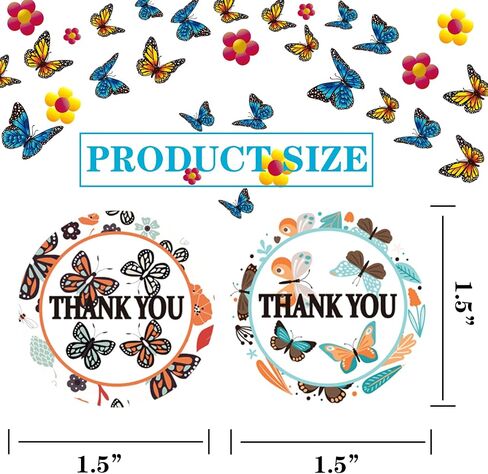 Floral Butterfly Thank You Stickers Small Business Butterfly Stickers Roll 1.5 Inch - Butterfly Decor Wedding Bridal Birthday Party Favors Shower Wedding Stickers 500 Pcs/Roll in Saudi Arabia