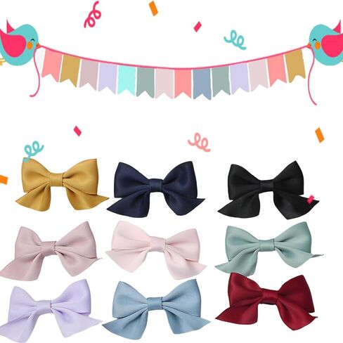 مشابك شعر على شكل فيونكة باللون الأخضر الفاتح، زوج واحد مقاس 2.16 بوصة، مشابك شعر للأطفال مغطاة بالكامل بلون سادة، إكسسوارات شريط من الحرير المضلع للفتيات الصغيرات والرضع والأطفال الصغار in Kuwait