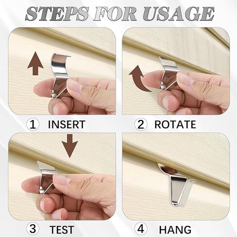 10Pcs Vinyl Siding Hooks,Siding Hooks for Hanging Outdoor,Hooks for Vinyl Siding to Hang Things,Vinyl Siding Clips for Hanging,No-Hole Needed Siding Hooks for Hanging Outdoor Home Decor(Silver) in Kuwait