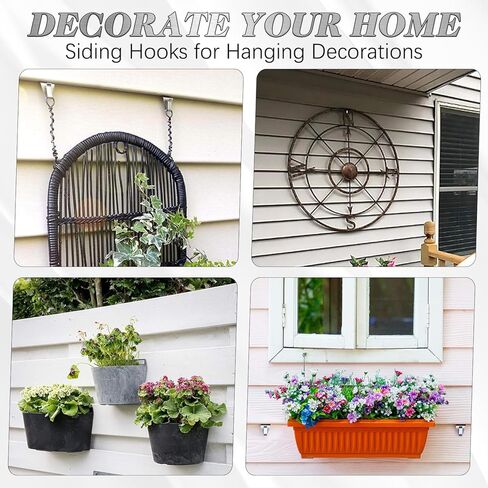 10Pcs Vinyl Siding Hooks,Siding Hooks for Hanging Outdoor,Hooks for Vinyl Siding to Hang Things,Vinyl Siding Clips for Hanging,No-Hole Needed Siding Hooks for Hanging Outdoor Home Decor(Silver) in Kuwait