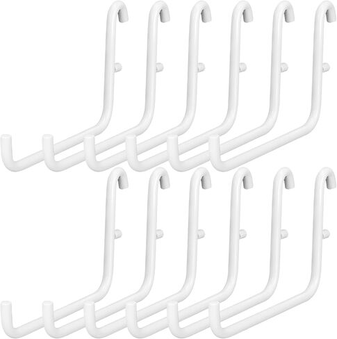 12 Pcs Pegboard Hooks, 6 x 9.5 Centimeters, Pegboard Accessories Compatible with IKEA Skadis Pegboard, Long Pegboard Hooks Set Metal Storage Tool Waterproof Home Office Indoor Supply (White) in Saudi Arabia