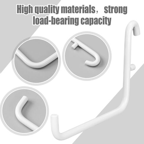 12 Pcs Pegboard Hooks, 6 x 9.5 Centimeters, Pegboard Accessories Compatible with IKEA Skadis Pegboard, Long Pegboard Hooks Set Metal Storage Tool Waterproof Home Office Indoor Supply (White) in Saudi Arabia