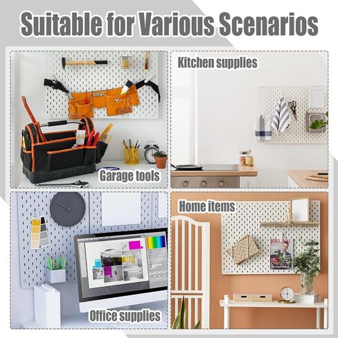 12 Pcs Pegboard Hooks, 6 x 9.5 Centimeters, Pegboard Accessories Compatible with IKEA Skadis Pegboard, Long Pegboard Hooks Set Metal Storage Tool Waterproof Home Office Indoor Supply (White) in Saudi Arabia