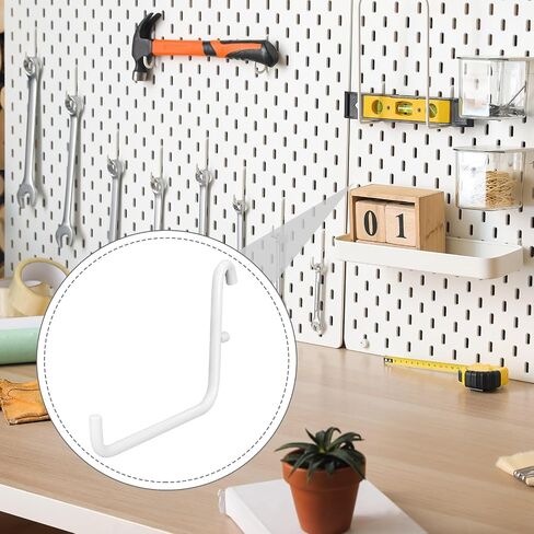 12 Pcs Pegboard Hooks, 6 x 9.5 Centimeters, Pegboard Accessories Compatible with IKEA Skadis Pegboard, Long Pegboard Hooks Set Metal Storage Tool Waterproof Home Office Indoor Supply (White) in Saudi Arabia