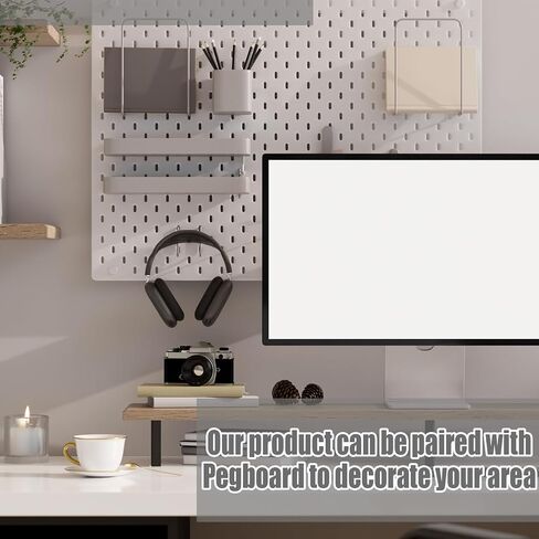 12 Pcs Pegboard Hooks, 6 x 9.5 Centimeters, Pegboard Accessories Compatible with IKEA Skadis Pegboard, Long Pegboard Hooks Set Metal Storage Tool Waterproof Home Office Indoor Supply (White) in Saudi Arabia