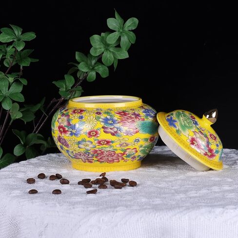 Elegant Enamel Ginger Jar - Traditional Cloisonné Design - Large - Decorative Storage Container for Home & Office(Enamel A) in Saudi Arabia