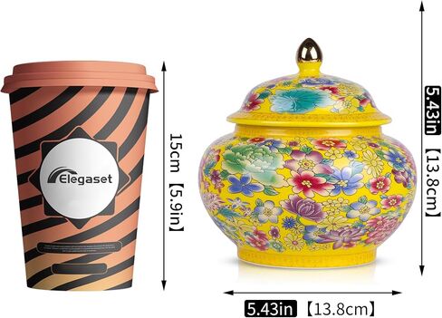Elegant Enamel Ginger Jar - Traditional Cloisonné Design - Large - Decorative Storage Container for Home & Office(Enamel A) in Saudi Arabia
