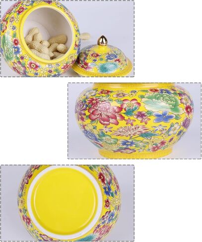 Elegant Enamel Ginger Jar - Traditional Cloisonné Design - Large - Decorative Storage Container for Home & Office(Enamel A) in Saudi Arabia