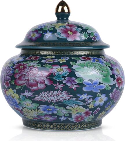Elegant Enamel Ginger Jar - Traditional Cloisonné Design - Large - Decorative Storage Container for Home & Office(Enamel A) in Saudi Arabia