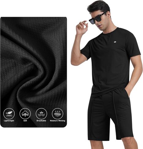 MoFiz Mens Tracksuits 2 Piece Short Set Outfits Cozy Lightweight Sweatsuits Active Running Sports Casual Sets in Saudi Arabia