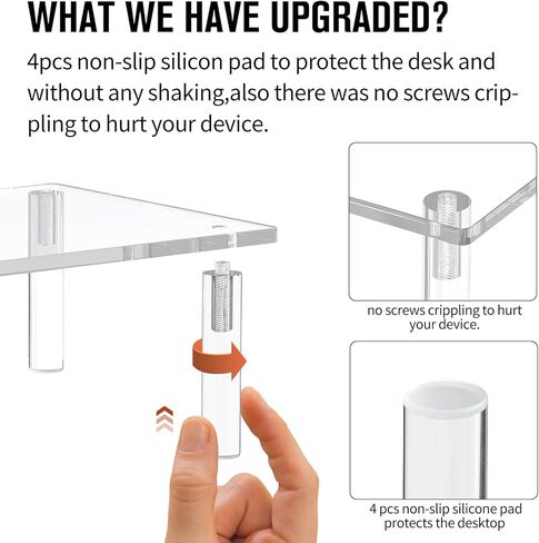 حامل شاشة كمبيوتر مزدوج من الأكريليك الشفاف لشاشة سطح المكتب للكمبيوتر المحمول وجهاز الكمبيوتر المحمول مقاس 11.8 بوصة، منظم مكياج مكتبي، حامل عرض لمعدات الصوت والفيديو، سطح طابعة التلفزيون، 2 حزمة in Kuwait