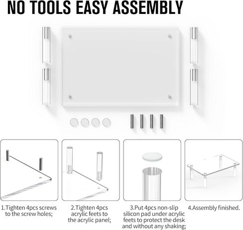 حامل شاشة كمبيوتر مزدوج من الأكريليك الشفاف لشاشة سطح المكتب للكمبيوتر المحمول وجهاز الكمبيوتر المحمول مقاس 11.8 بوصة، منظم مكياج مكتبي، حامل عرض لمعدات الصوت والفيديو، سطح طابعة التلفزيون، 2 حزمة in Kuwait