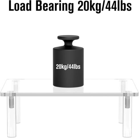 حامل شاشة كمبيوتر مزدوج من الأكريليك الشفاف لشاشة سطح المكتب للكمبيوتر المحمول وجهاز الكمبيوتر المحمول مقاس 11.8 بوصة، منظم مكياج مكتبي، حامل عرض لمعدات الصوت والفيديو، سطح طابعة التلفزيون، 2 حزمة in Kuwait