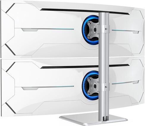 حامل شاشة مزدوج عمودي شديد التحمل يناسب شاشتين مقاس 17 إلى 49 بوصة مع دوارة وإمالة وارتفاع قابل للتعديل، سعة وزن حامل الشاشة المزدوجة تصل إلى 33 رطلاً (فضي) in Kuwait