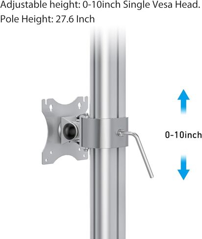 حامل شاشة مزدوج عمودي شديد التحمل يناسب شاشتين مقاس 17 إلى 49 بوصة مع دوارة وإمالة وارتفاع قابل للتعديل، سعة وزن حامل الشاشة المزدوجة تصل إلى 33 رطلاً (فضي) in Kuwait