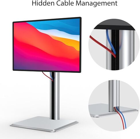 حامل شاشة مزدوج عمودي شديد التحمل يناسب شاشتين مقاس 17 إلى 49 بوصة مع دوارة وإمالة وارتفاع قابل للتعديل، سعة وزن حامل الشاشة المزدوجة تصل إلى 33 رطلاً (فضي) in Kuwait