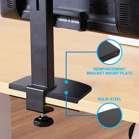 Wecker Monitor Mount Reinforcement Plate - Steel - for Thin Glass and Other Fragile Table Tops - Fits Most Monitor Stand C Clamp Installation - Anti-Slip Padding - Complete with Cleaning Cloth in Saudi Arabia