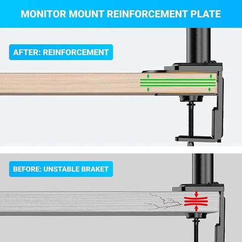 Wecker Monitor Mount Reinforcement Plate - Steel - for Thin Glass and Other Fragile Table Tops - Fits Most Monitor Stand C Clamp Installation - Anti-Slip Padding - Complete with Cleaning Cloth in Saudi Arabia