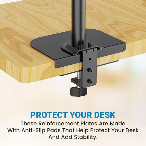 Wecker Monitor Mount Reinforcement Plate - Steel - for Thin Glass and Other Fragile Table Tops - Fits Most Monitor Stand C Clamp Installation - Anti-Slip Padding - Complete with Cleaning Cloth in Saudi Arabia
