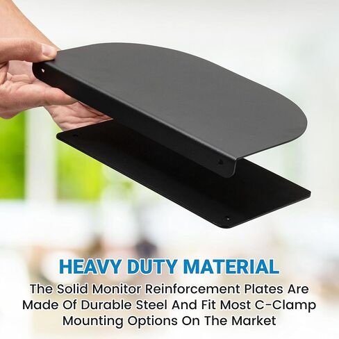 Wecker Monitor Mount Reinforcement Plate - Steel - for Thin Glass and Other Fragile Table Tops - Fits Most Monitor Stand C Clamp Installation - Anti-Slip Padding - Complete with Cleaning Cloth in Saudi Arabia