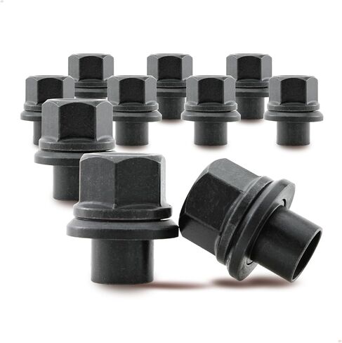 Two-Piece 19mm Sleeve Flanged Wheel Nuts 10PCS, M22x1.5 Hex:33mm Black for Heavy Duty Truck Semi Truck Fit Steel Dual Wheels with Hub Piloted Seat & 26mm Bolt Hole Size in Kuwait