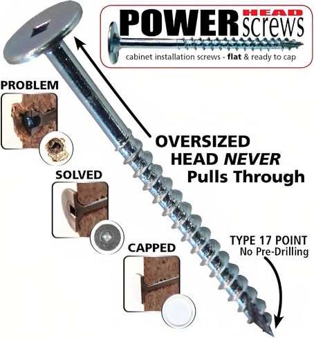 برغي خشبي FastCap Professional PowerHead #10، طول 3 بوصة، رأس 9/16 بوصة، التنصت الذاتي، مطلي بالزنك، محرك توركس، نقطة أوجير من النوع 17. مثالية لـ MDF والخشب - حمل فائق (150 - براغي) in Saudi Arabia