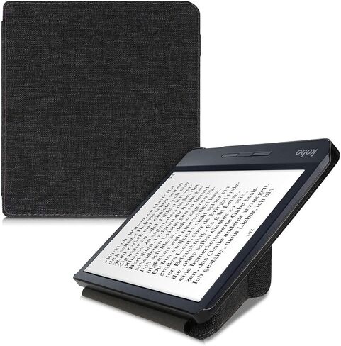 kwmobile Origami Case Compatible with Kobo Libra H2O - Slim Fabric Cover - Dark Grey in Saudi Arabia