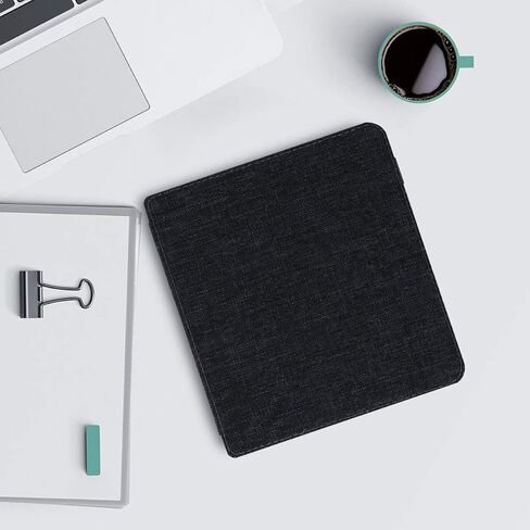 kwmobile Origami Case Compatible with Kobo Libra H2O - Slim Fabric Cover - Dark Grey in Saudi Arabia
