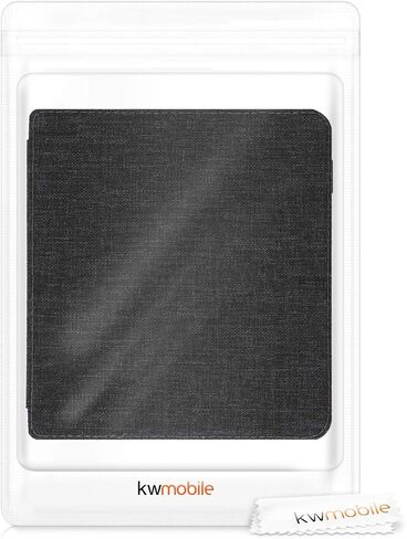 kwmobile Origami Case Compatible with Kobo Libra H2O - Slim Fabric Cover - Dark Grey in Saudi Arabia