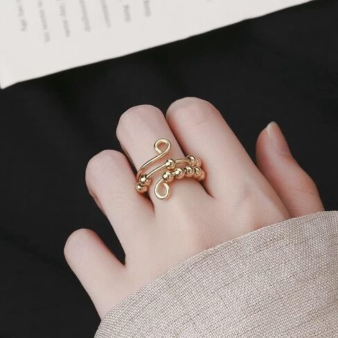 Anxiety Ring For Daughter Stainless Steel Beaded To My Daughter Fidget Ring Silver Golden Fashion Trendy in Saudi Arabia
