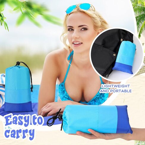 Weysat 10 Sets Beach Blankets Sandproof 78 x 82'' Bulk Large Waterproof Beach Mat for 1-6 Adults Oversized Sand Free Beach Blanket with Stakes Climbing Hook Storage Bag for Travel Camping (Multicolor) in Kuwait