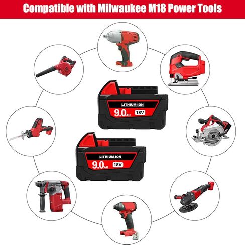 SKYON 18V 6.5Ah 48-11-1850 Battery Replacement for 18V M-18 48-11-1865 48-11-1860 XC6.0Ah 48-11-1850 XC5.0Ah 48-11-1840 XC4.0Ah Lithium-Ion Battery Compatible with Milwaukee 18V M-18 Tools Battery in Kuwait