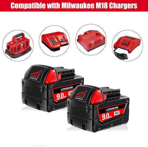 SKYON 18V 6.5Ah 48-11-1850 Battery Replacement for 18V M-18 48-11-1865 48-11-1860 XC6.0Ah 48-11-1850 XC5.0Ah 48-11-1840 XC4.0Ah Lithium-Ion Battery Compatible with Milwaukee 18V M-18 Tools Battery in Kuwait