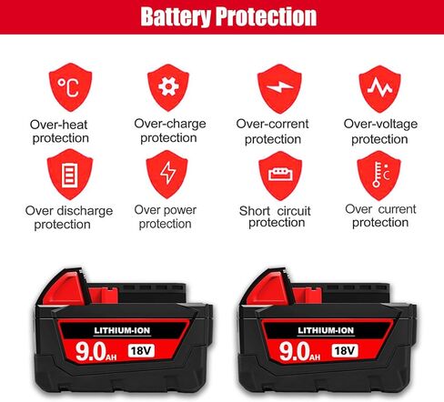 SKYON 18V 6.5Ah 48-11-1850 Battery Replacement for 18V M-18 48-11-1865 48-11-1860 XC6.0Ah 48-11-1850 XC5.0Ah 48-11-1840 XC4.0Ah Lithium-Ion Battery Compatible with Milwaukee 18V M-18 Tools Battery in Kuwait