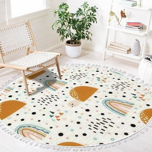 Ocean Beach Area Rugs jelly fish octopus seahorses Marine Animal Theme Round Boho Area Rug Linen Carpet Playmat Washable Hallway Runner Mat for Nursery Kid Room Bedroom Decoration Children Gift 3ft in Saudi Arabia