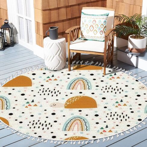 Ocean Beach Area Rugs jelly fish octopus seahorses Marine Animal Theme Round Boho Area Rug Linen Carpet Playmat Washable Hallway Runner Mat for Nursery Kid Room Bedroom Decoration Children Gift 3ft in Saudi Arabia