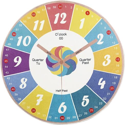 Kids Rug 5.2Ft Large Round Carpet Circle Clock Play Mat Telling Time Educational Rug for Boys Girls Teaching Clock Classroom Playroom Bedroom Rug for Nursery Decor, 63in in Kuwait