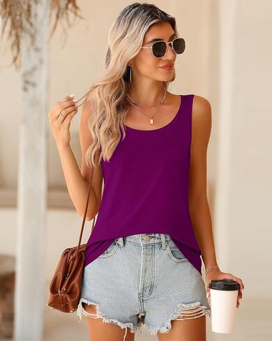 4 Pack Women's Sleeveless Tops, Loose Fit Tank Tops Scoop Neck T Shirts Casual Summer Sleeveless Tunic Tops in Saudi Arabia