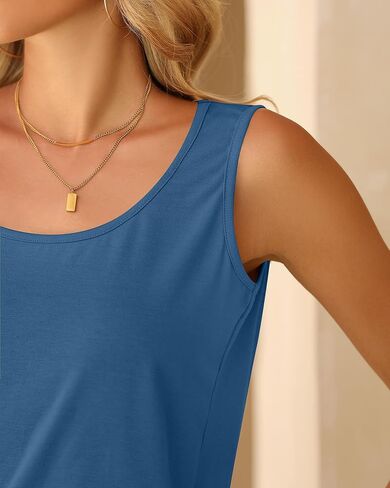 4 Pack Women's Sleeveless Tops, Loose Fit Tank Tops Scoop Neck T Shirts Casual Summer Sleeveless Tunic Tops in Saudi Arabia